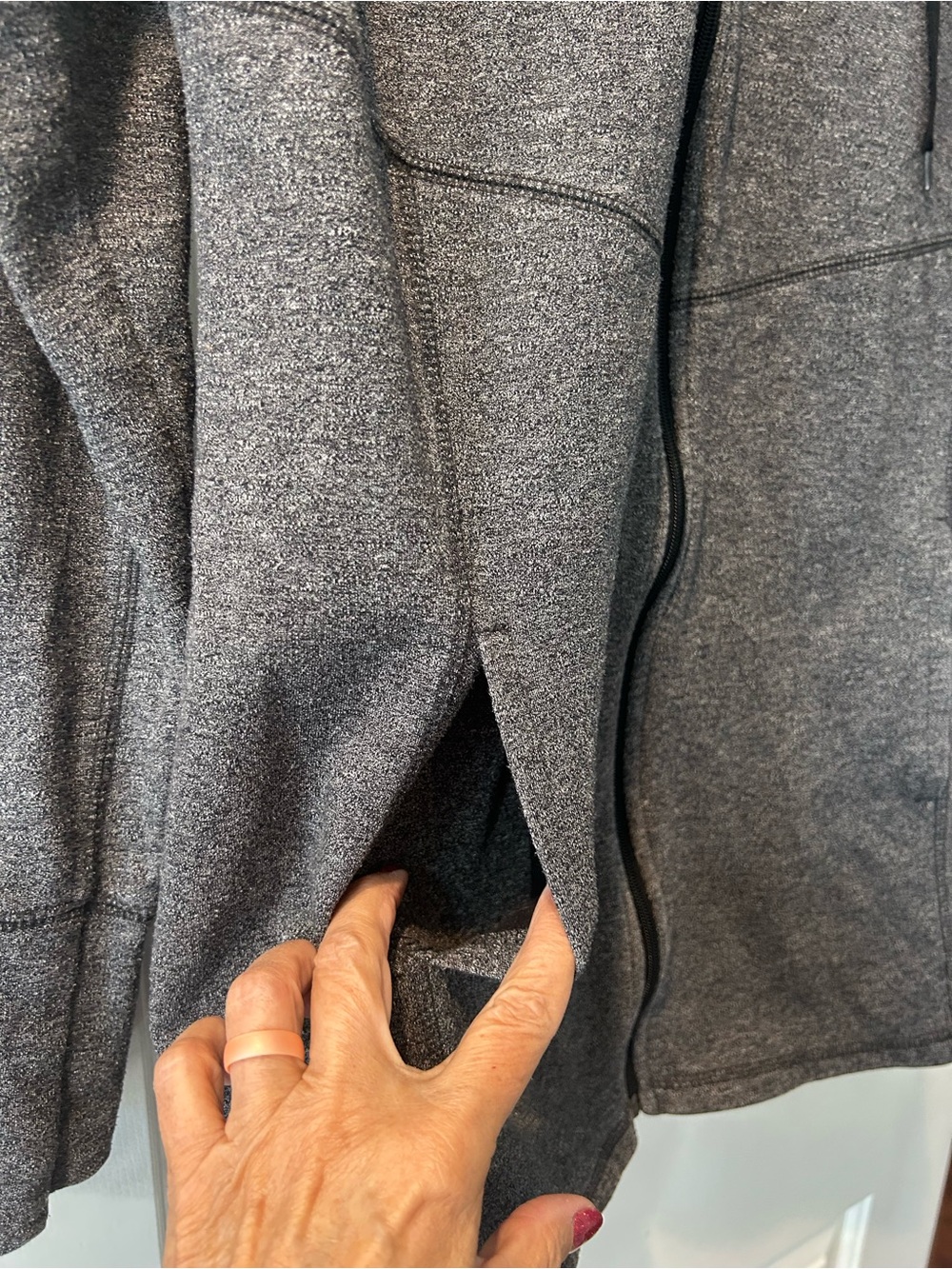 Tek Gear Women’s Gray Heathered Hooded Full-Zip Jacket – Cozy & Soft - Picture 4 of 4